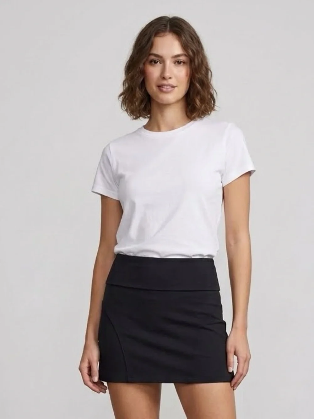 Classic Black Stretch Women's Mini Skirt - Sleek Everyday Style Size S